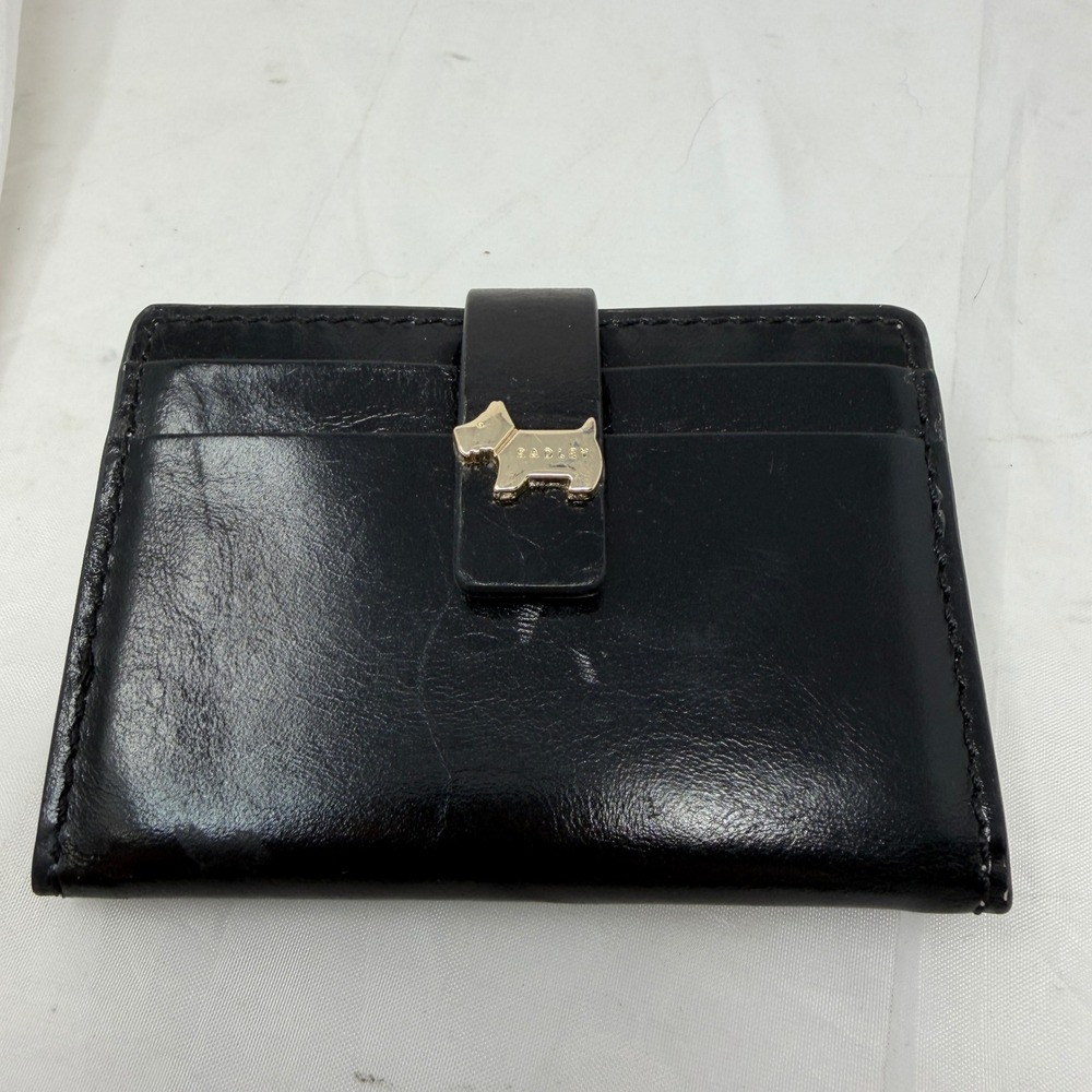 Radley London Black Leather Card Holder Wallet Scottie Dog Logo 112439